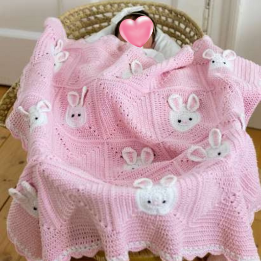 Crochet Bunny Lovey Blanket – Amigurumi Pattern (Digital Download)