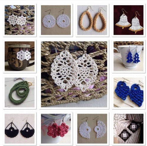 Bundle of 25 Crochet Earrings Patterns - Digital PDF Tutorial Collection